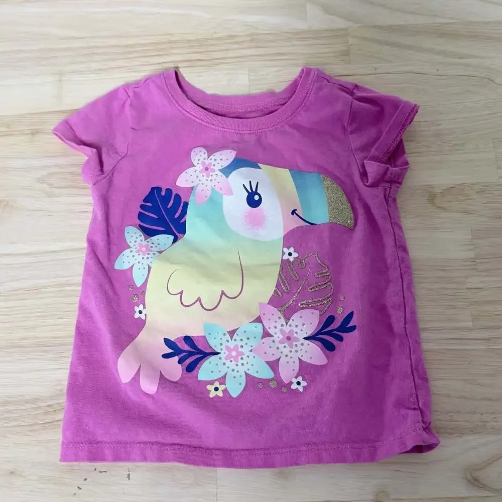 The Children's Place Toddler Girls Short Sleeve Toucan Floral Graphic Tee